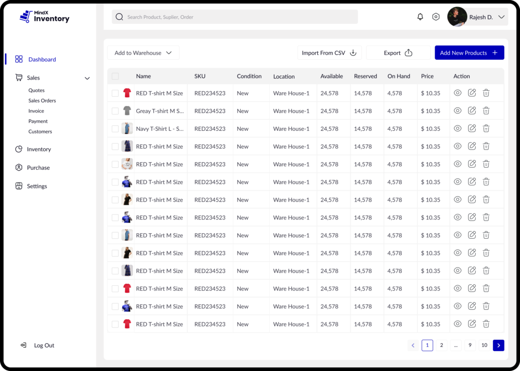 Mindx Inventory warehouse management