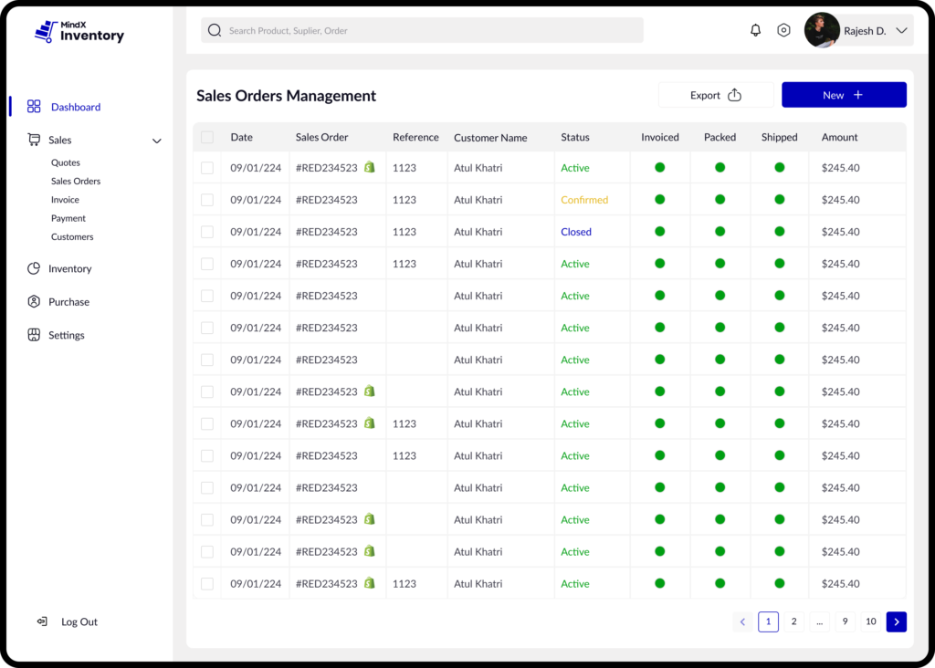 Mindx inventory sales order management​