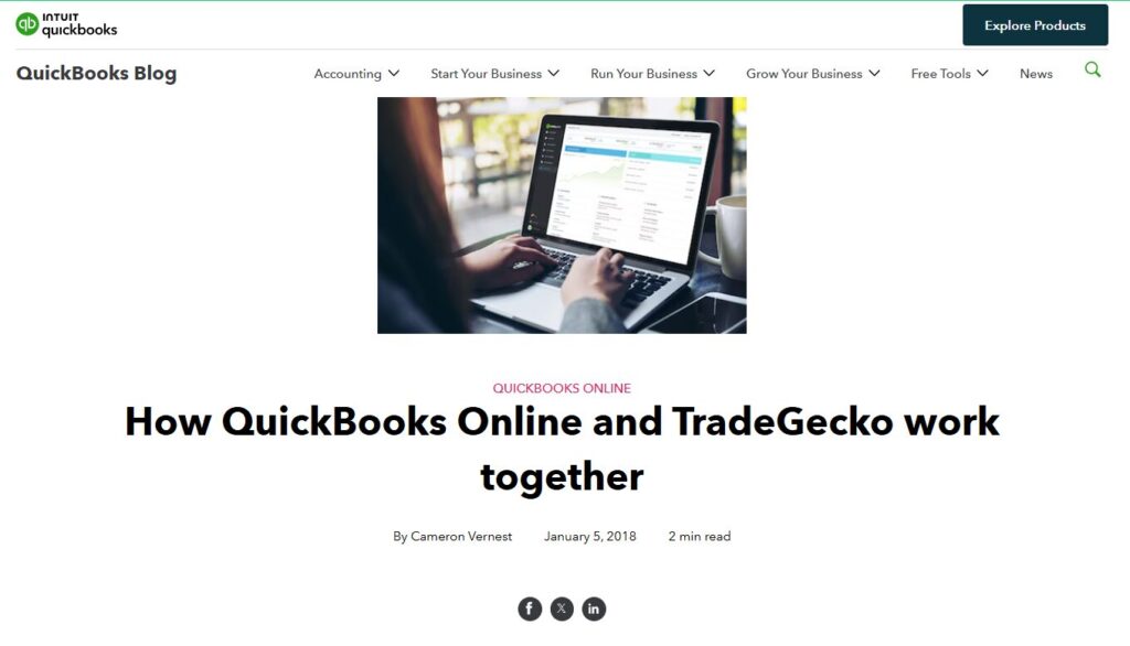 QuickBooks Commerce website 